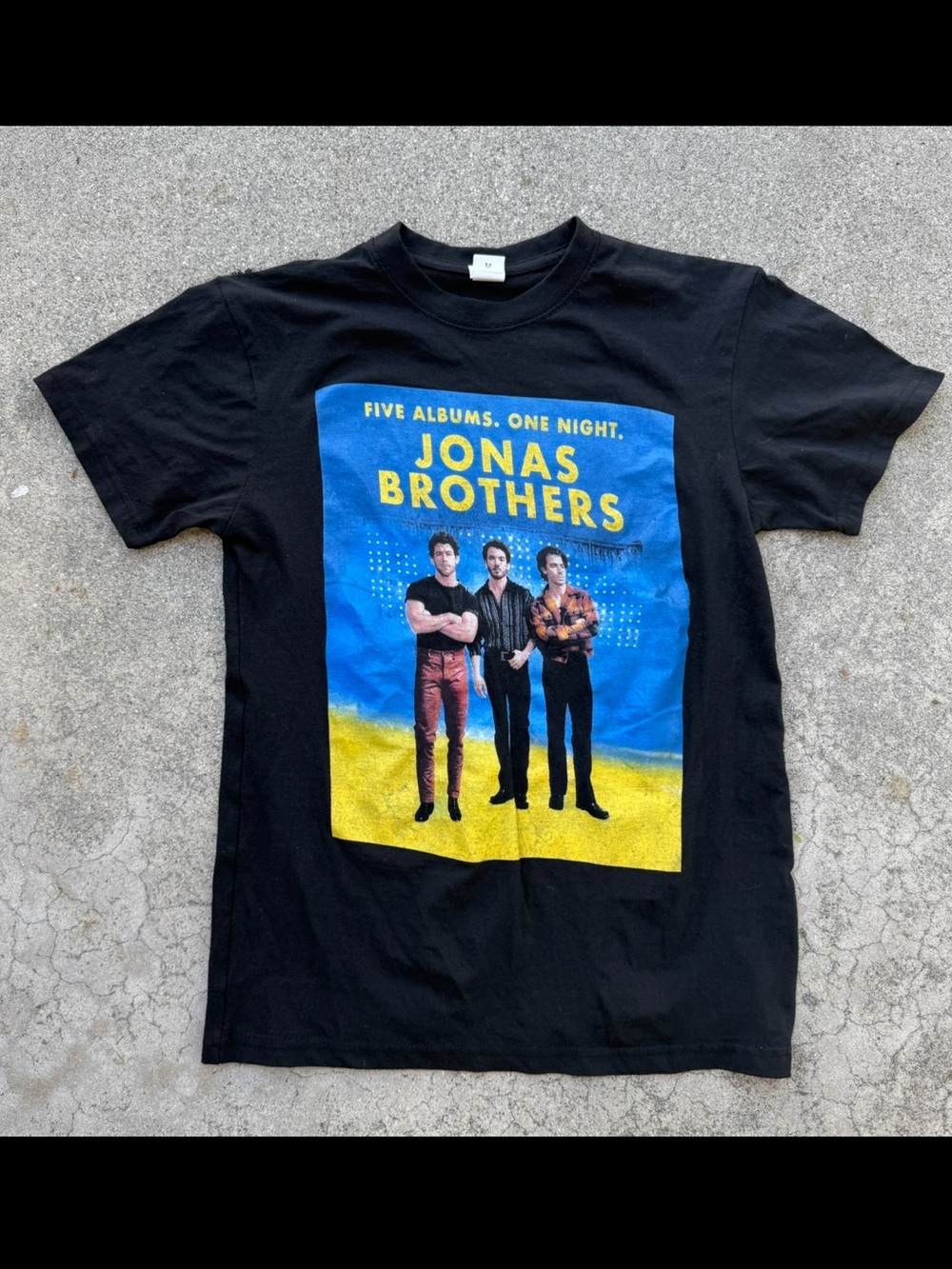 Jonas Brothers 2023 - Five Albums One Night Tour Black Cotton T Shirt medium